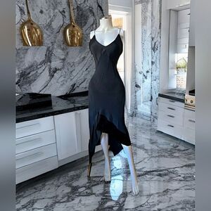 NWT Zara pure silk MULBERRY NARCISO RODRIGUEZ SLIP  BLACK DRESS ZARA L